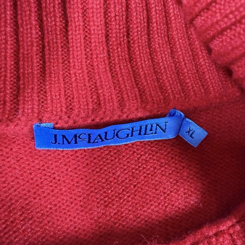 J. McLaughlin Oversized Red Cashmere Sweater Size XL Luxury Old Money Capsule